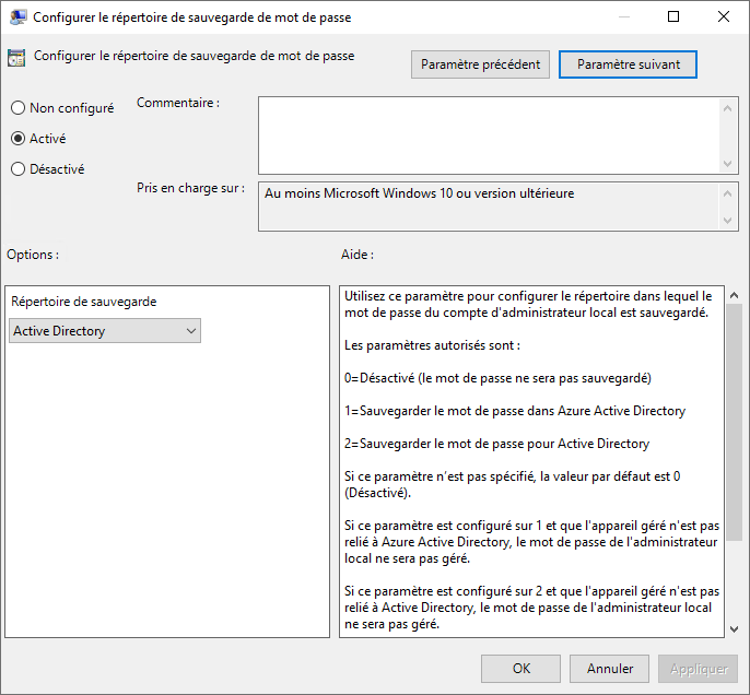 MMCGPO NEWOBJECT O WINDOWS LAPS BACKUP PASSWORD SETTINGS.png