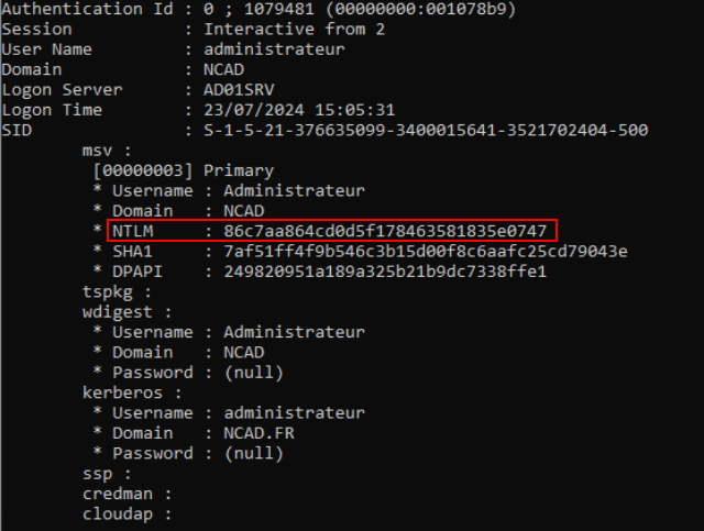 MIMIKATZ SEKURLSA LOGONPASSWORDS ADMINISTRATEUR.png