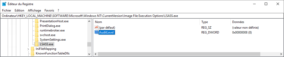 MMCREGEDIT HKLM SOFTWARE MICROSOFT WINDOWSNT CURRENTVERSION IMAGE FILE EXECUTION OPTIONS LSASS.png