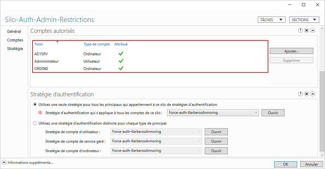 CAAD AUTHENTIFICATION POLICY SILOS SILO-AUTH-ADMIN-RESTRICTIONS COMPTES AUTORISES SETTINGS.png